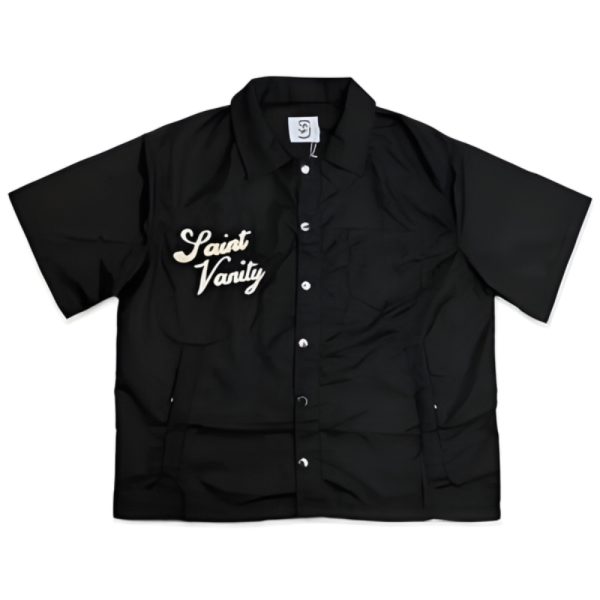 Saint Vanity Black Button-Up Nylon Shirt Tee