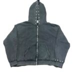 Saint Vanity Black Studded Zip Hoodie Streetwear