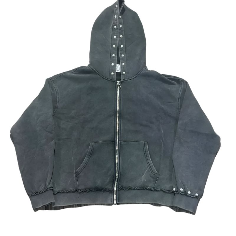 Saint Vanity Black Studded Zip Hoodie Streetwear