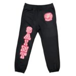 Saint Vanity Black and Red Varsity Sweatpants Logo