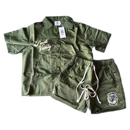 Saint Vanity Green Button-Up Short Set