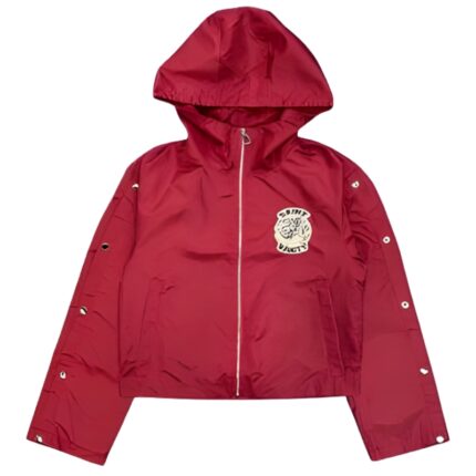 Saint Vanity Maroon Nylon Hooded Track Jacket