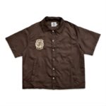 Saint Vanity Nylon Button-Up Tee Brown with Hood