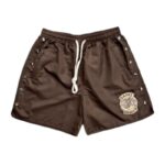 Saint Vanity Nylon Shorts in Brown with Logo