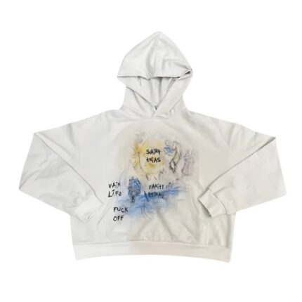 Saint Vanity White Hoodie with Bold Statement Print
