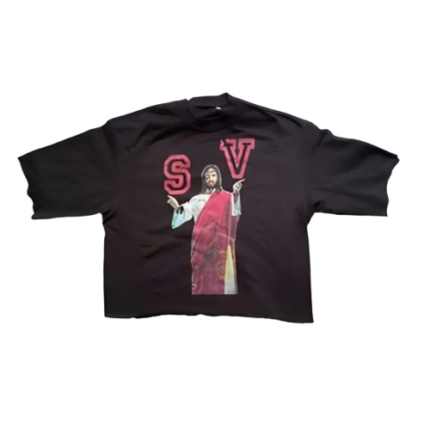 Saint Vanity Black Jesus Cropped Sweater Tee
