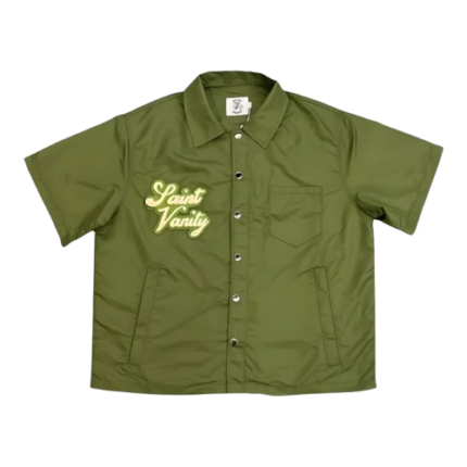 Saint Vanity Olive Nylon Button-Up Tee