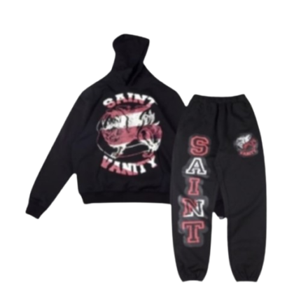 Saint Vanity Printed Hoodie Track Suit Black