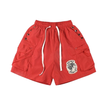 Saint Vanity Red Nylon Shorts