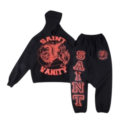 Saint Vanity Signature Hoodie Jogger Suit Black Red